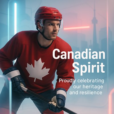 Dynamic Hockey Player in Canadian Spirit Theme