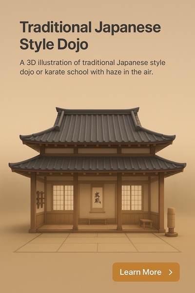 3D Illustration of a Traditional Japanese Dojo with Haze