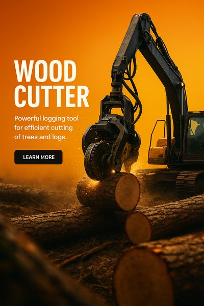 Wood Cutter Equipment with Logging Theme in Vibrant Sunset