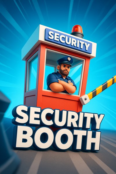 Dynamic Security Booth Illustration with Bold Text