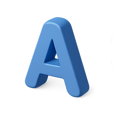 3D Blue Letter A with Modern Design