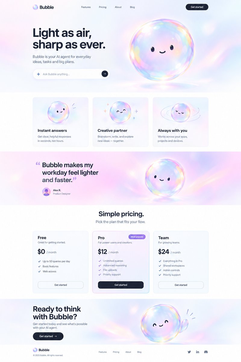 AI agent landing page design