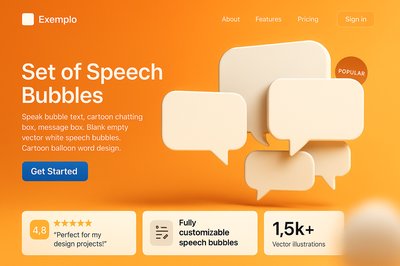 Realistic Landing Page Prototype with Speech Bubbles