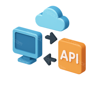 Stylish 3D API Connection Icon in Isometric View