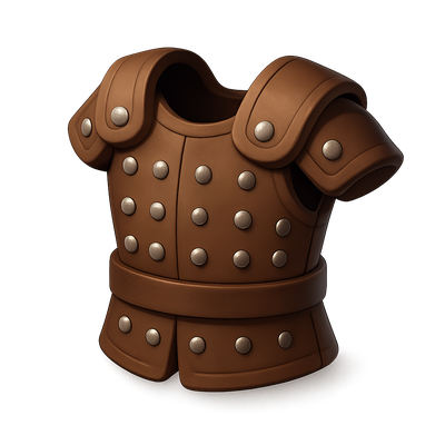 Stylized 3D Armor Icon with Metal Studs