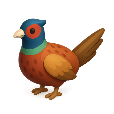 Colorful 3D Pheasant Icon with Isometric View