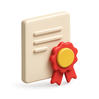 Stylish 3D Certificate Icon with Badge Design