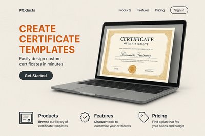 Modern Landing Page Design for Certificate Templates