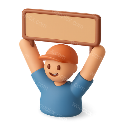 3D Supporter Icon with Banner in Isometric View