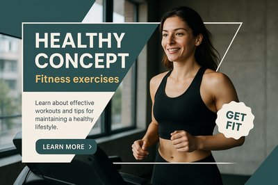 Fitness Motivation: Woman Running on Treadmill in Gym