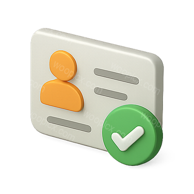 3D Icon of User Identification Card with Checkmark