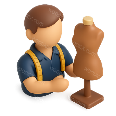 Stylized 3D Tailor Icon with Mannequin Representation