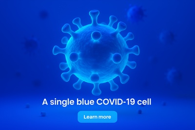 Illuminated Blue COVID-19 Cell in Neon Atmosphere