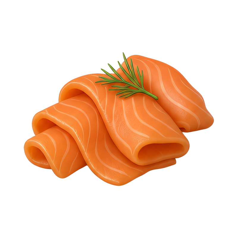 Fresh smoked salmon slices