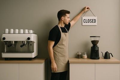 Barista Closing Shift in Modern Minimalist Cafe