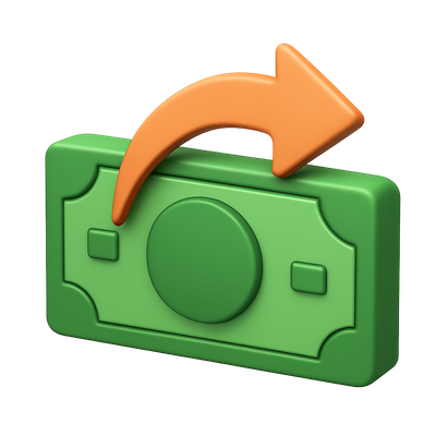 3D Icon of Money Transaction with Arrow