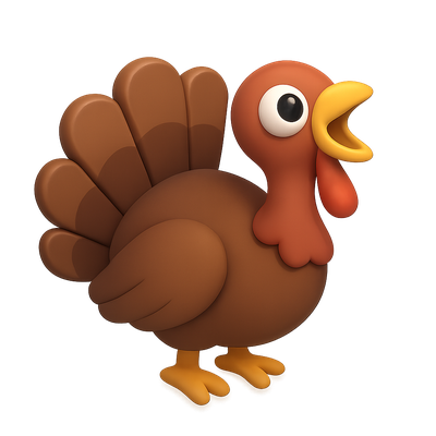 Colorful 3D Turkey Icon in Isometric View