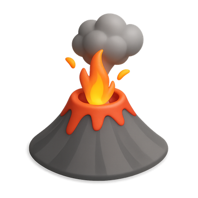 3D Icon of Paricutin Volcano Erupting with Lava
