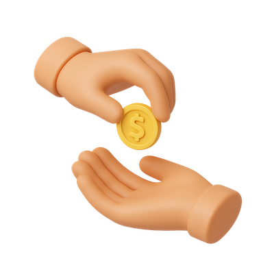 3D Coin Exchange Icon with Hands in Isometric View