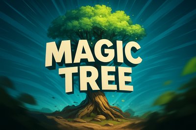 Dynamic Illustration of a Magic Tree with Vibrant Background