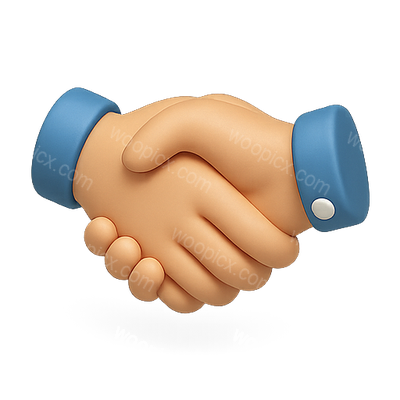 3D Handshake Emoji Symbolizing Agreement and Partnership