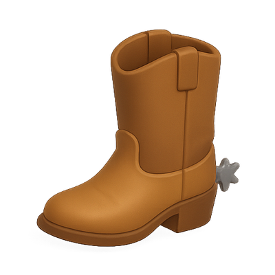 Stylized Brown Cowboy Boot 3D Model