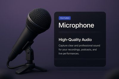 3D Microphone Illustration with Text Blocks