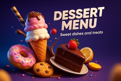Dynamic and Engaging Dessert Menu Illustration
