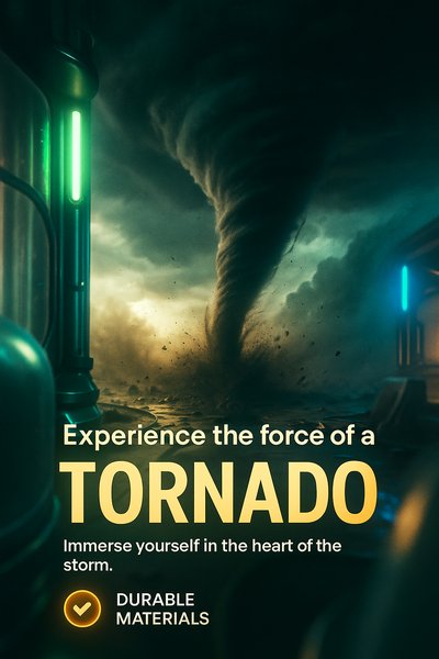 Dynamic Neon Tornado Scene with Engaging Text Elements