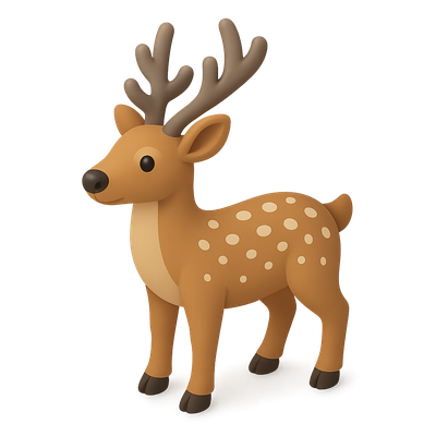 3D Fallow Deer Icon with Isometric Design