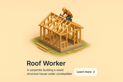 Carpenter Building Wooden House Structure in 3D Style
