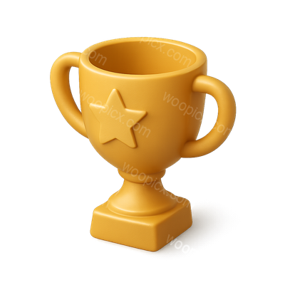 Stylish 3D Star Trophy Icon with Yellow Finish