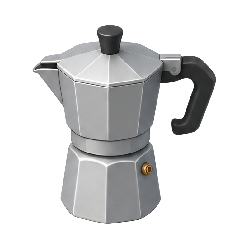 classic moka pot on stovetop