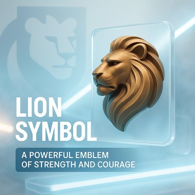 3D Lion Symbol Emblem Representing Strength and Courage