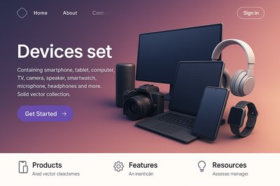 Futuristic Landing Page Design with Device Set