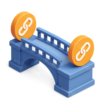 3D Cross-Chain Bridge Icon with Volumetric Design