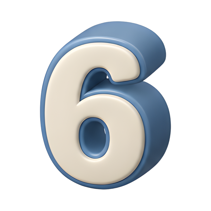 Sleek digital number six