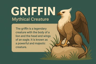 Mythical Griffin Illustration with Text Description
