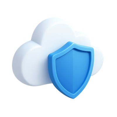 3D Cloud Shield Icon with Isometric View