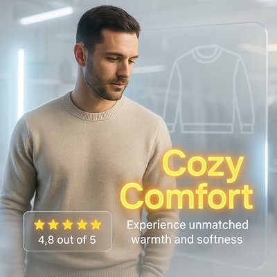 Fashion Promotion Image Featuring Cozy Apparel Appeal