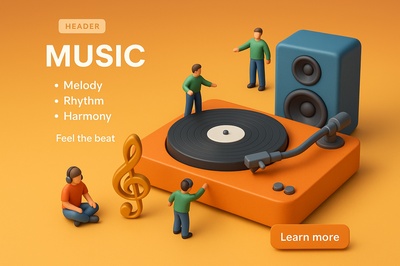 Miniature Music Scene with Colorful 3D Elements