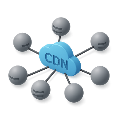 3D CDN Network Icon with Isometric Design