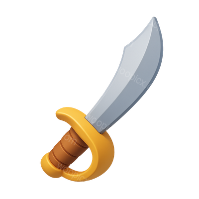 3D Sword Icon with Detailed Blade and Handle Design