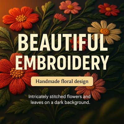 Intricate Handmade Floral Embroidery Design