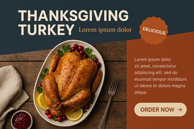 Thanksgiving Turkey on Rustic Table with Engaging Design Elements