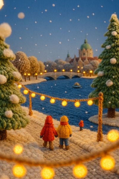 Winter Wonderland at Maschsee, Hannover in 3D Yarn Art