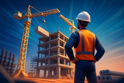 Civil Engineer Observing Dynamic Construction Site