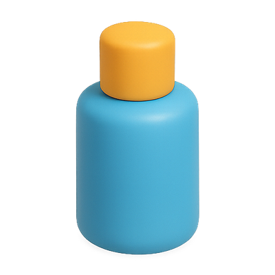 Stylized Blue Bottle with Orange Cap
