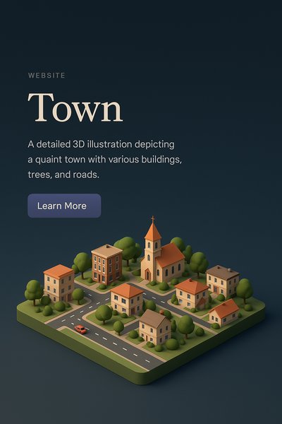 Detailed 3D Illustration of a Quaint Town Layout