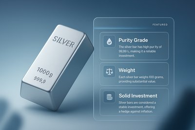 3D Silver Bar Illustration with Feature Blocks